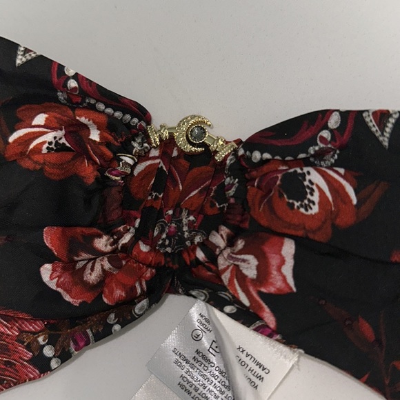 CAMILLA *Sisterhood of the Rose* black red floral silk boho ring headband - Picture 4 of 5